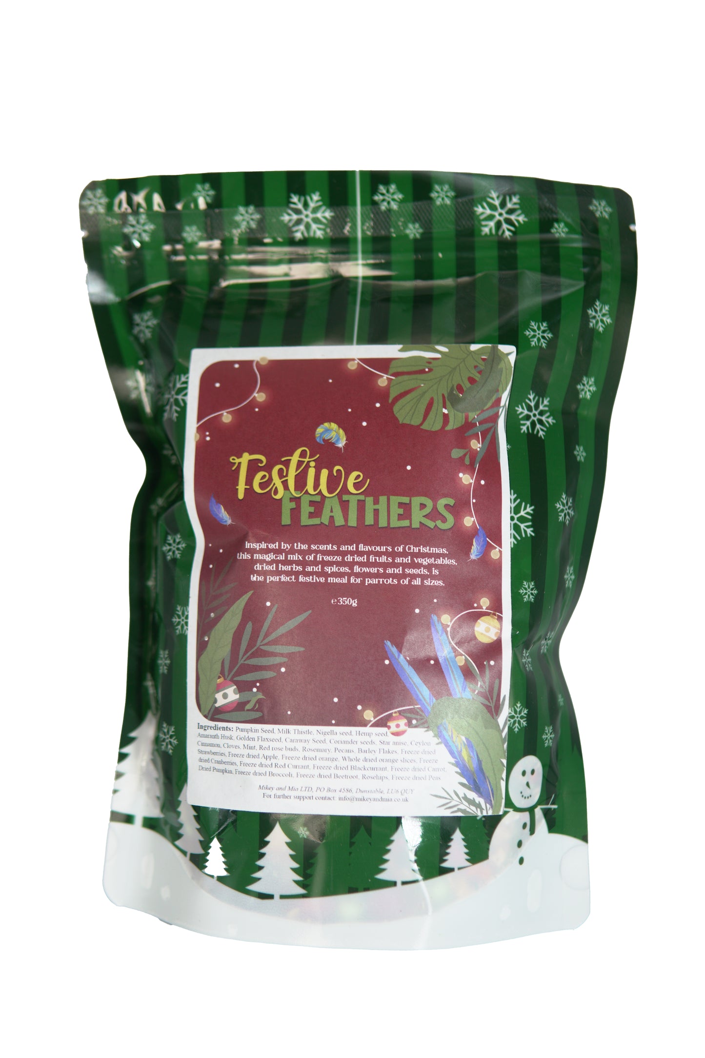 Festive Feathers - Limited edition Christmas inspired Dry Mix for parrots of all sizes
