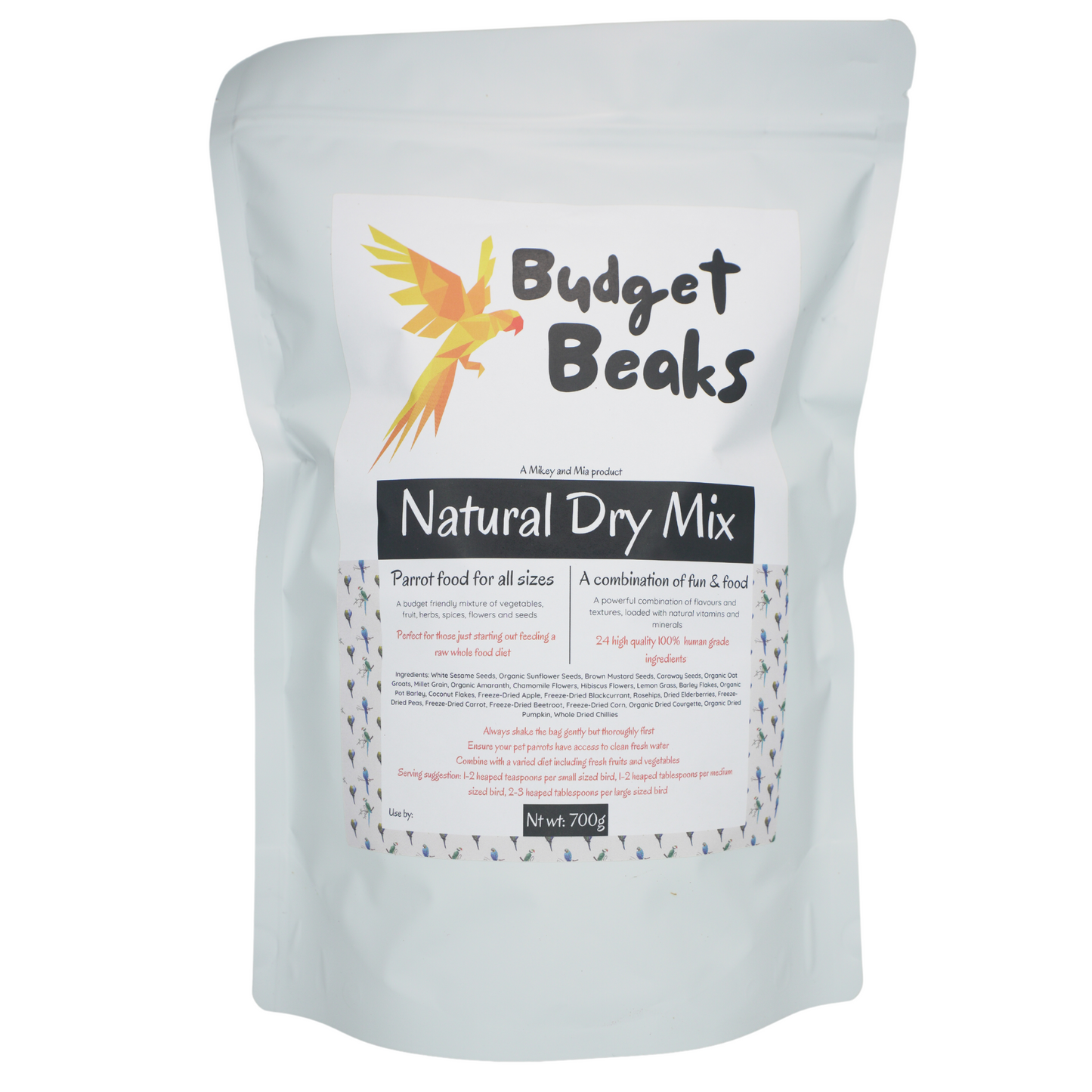 Budget Beaks Dry Mix - Healthy parrot food