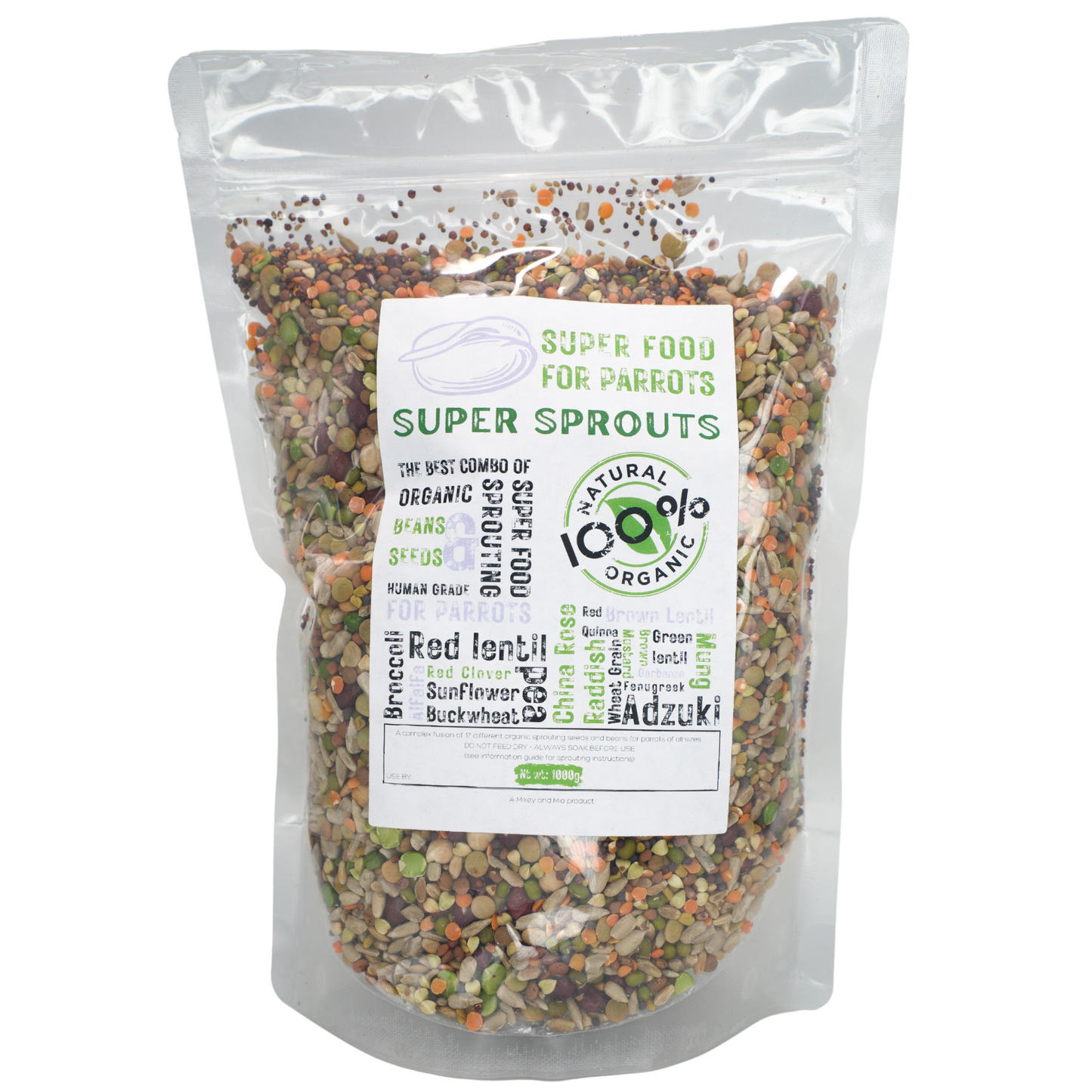 Super Sprouts - 100% Organic Sprouting Mix For All Sized Parrots